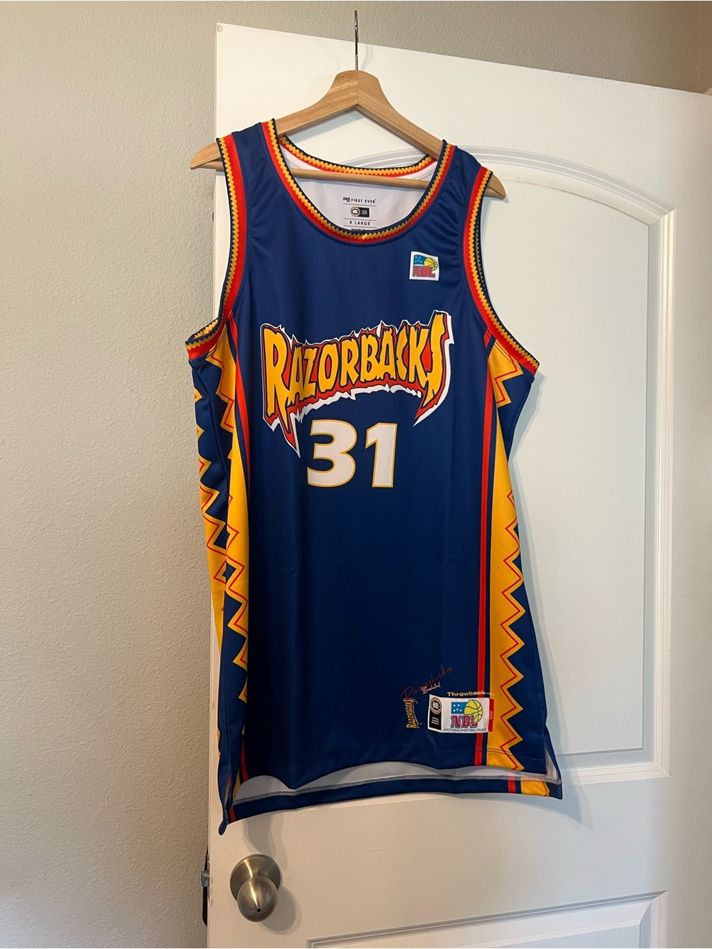 Razorbacks #31 Blue and Yellow Basketball Jersey